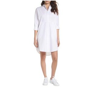 Caara Boyfriend White Cotton Shirt Dress